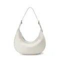 White crescent hobo shoulder bag, stylish minimalist PU leather underarm bag for women. - Milk White