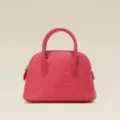 Sac à main dôme en cuir véritable gaufré croco rose, sac bandoulière élégant pour femme. - Rose Rouge à Lèvres