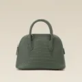 Sac à main vert en cuir texturé motif crocodile, élégant sac bandoulière pour femme au travail. - Vert Amande
