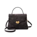 Dark Grey Leather Handbag Women Elegant Retro Satchel Crossbody Bag Casual Tote - 25*10*19cm / Coffee