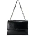 Black leather shoulder bag for women, chic chain strap underarm bag, elegant daily commuter bag. - 34*10*25cm / Black