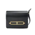 Glossy leather women shoulder crossbody bag chic commute small square handbag elegant style - Black