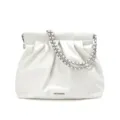 White leather pleated chain tote bag, stylish women's casual hobo shoulder crossbody bag. - 29*9*26cm / White