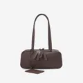 Vintage brown genuine leather shoulder bag, stylish underarm bowling bag for daily wear. - 30x9x12cm / Coffee