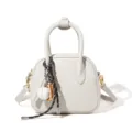 Women's Bowling Handbag Chic Shell Crossbody Bag Spring New Niche Style White Leather - 18*7*16cm / White