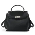 Black Togo leather Kelly bag top handle shoulder bag for women commuter large capacity - Small 20cm / Black