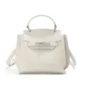 White genuine leather Kelly bag, top handle shoulder tote purse, elegant commuter bag - Small 20cm / White