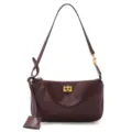 Premium leather shoulder bag for women, stylish underarm purse with elegant gold hardware. - Top Grain Leather - Wine Red (Gold Buckle) with Gift Box