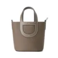 Togo genuine leather bucket bag for women, stylish top handle handbag and casual shoulder bag. - Dark Gray