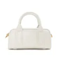 White leather Boston bag top-handle handbag retro casual commuter shoulder crossbody bag - 25x8x12cm / Milk White