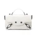 White leather nano top handle handbag stylish motorcycle crossbody chic shoulder bag - 20x8x13cm / White