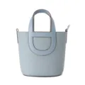 Light blue leather bucket bag with top handle, stylish everyday women handbag and shoulder bag. - Haze Blue