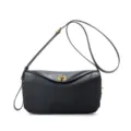 Black leather shoulder bag for women, stylish crossbody handbag with spacious commuter design. - 29*8*18cm / Black