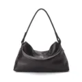 Genuine leather brown shoulder bag for women, large capacity minimalist hobo tote handbag. - 35*10*20cm / Ebony