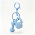 Blue mini fitness keychain dumbbell kettlebell pendant bag charm cute accessory gift - Blue