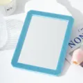 Desktop makeup mirror with dazzling rhinestones, portable vanity mirror for women dorm room. - 17.5*13.2cm / Lake Blue