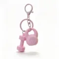 Mini pink fitness dumbbell kettlebell keychain cute bag charm pendant gift accessory - Pink