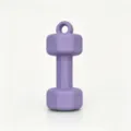 Detailed close-up view of the cute purple dumbbell shape keychain charm with matte finish. - Purple