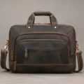 Borsa ventiquattrore uomo in pelle vintage crazy horse borsa per computer viaggio - Valigetta d'Affari (9228) / Marrone scuro