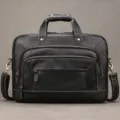 Borsa da Lavoro Nera in Pelle da Uomo per Computer e Borsa a Mano Multi-Scomparto Viaggio - Valigetta d'Affari (9228) / Nero