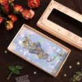 Exquisite metal butterfly bookmark and hand chain gift set in a luxury box with dried rose decor. - Sky Blue (Gift Box)