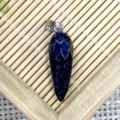 Pendentif Balle en Pierre de Sable Bleu Cristal Facetado Collier DIY Bijouterie - Gres Bleu (1069-T260707004) / 8x26mm