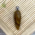 Pierre naturelle pendentif cristal facetté balle collier accessoire bijoux bricolage marron - Oeil de Tigre (1069-T260707004) / 8x26mm
