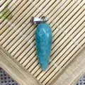Pendentif en cristal facetté en forme de cône de larme en pierre naturelle. - Amazonite (1069-T260707004) / 8x26mm