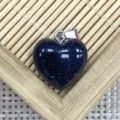 Natural Blue Sandstone Heart Pendant DIY Jewelry Accessory Charm Necklace Crafting Component - 1 Piece / Blue Sandstone