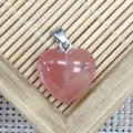 Natural stone heart-shaped crystal agate pendant DIY jewelry accessory cute charms. - 1 Piece / Watermelon Crystal
