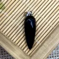 Pendentif en pierre noire naturelle facettée bijou collier bricolage agate cristal. - Obsidienne (1069-T260707004) / 8x26mm