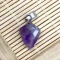 Pendentif cristal polygone en pierre naturelle améthyste pointe de flèche collier bijoux DIY - 11x18mm / Améthyste