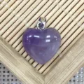Natural purple stone heart crystal pendant diy jewelry accessory charm gift necklace item - 1 Piece / Purple Crystal