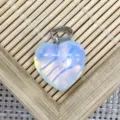Synthetic opal heart shaped pendant crystal stone DIY jewelry making necklace accessory charm - 1 Piece / Opal