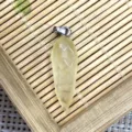 Pierre naturelle larme cristal bullet pendentif collier DIY bijoux accessoire variante - Quartz Citron (1069-T260707004) / 8x26mm