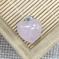 Natural pink crystal heart pendant cute love stone charm DIY jewelry accessory for necklace making - 1 Piece / Rose Quartz