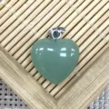 Natural green stone heart crystal pendant necklace charm DIY jewelry accessory gift item - 1 Piece / Green Aventurine