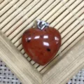 Red Heart Shaped Crystal Agate Pendant DIY Jewelry Accessory Necklace Charm Variant - 1 Piece / Red Jasper