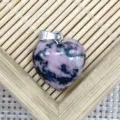 Natural stone heart pendant DIY jewelry accessory crystal love charm keychain decor - 1 Piece / Rhodonite