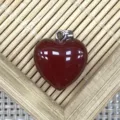 Natural Red Agate Stone Heart Pendant DIY Jewelry Accessory Charm for Necklace Display - 1 Piece / Red Agate