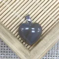 Natural Grey Heart Shaped Agate Crystal Pendant DIY Fashion Jewelry Accessory Charm - 1 Piece / Grey Agate
