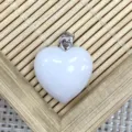 Natural stone heart-shaped crystal agate pendant love charm DIY jewelry accessory item. - 1 Piece / White Stone