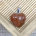 Natural brown goldstone heart pendant DIY crystal jewelry accessory charm for necklace making - 1 Piece / Gold Sandstone