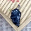 Pendente dente di lupo sfaccettato in cristallo naturale collana gioiello accessorio stile. - 20x37mm / Labradorite