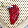 Pendente ala di angelo in pietra naturale cristallo intagliato collana accessorio DIY - 15x30mm / Turchese a Linea Rossa
