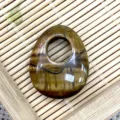 Natural stone asymmetric donut pendant necklace DIY jewelry accessory for women daily wear - 20x25mm / Tiger's Eye