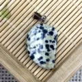 Beautiful Natural Stone Leaf Pendant Agate Crystal DIY Necklace Charm Jewelry Accessory - 15x26mm / Dalmatian Jasper