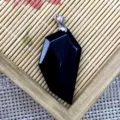Ciondolo in pietra preziosa di cristallo nero sfaccettato collana accessorio variante - 20x37mm / Ossidiana