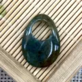 Natural stone offset hole princess pendant oval peace buckle DIY handmade jewelry accessory - 20x25mm / Moss Agate