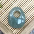 Natural stone off-center hole pendant oval peace buckle necklace DIY jewelry accessory. - 20x25mm / Green Aventurine